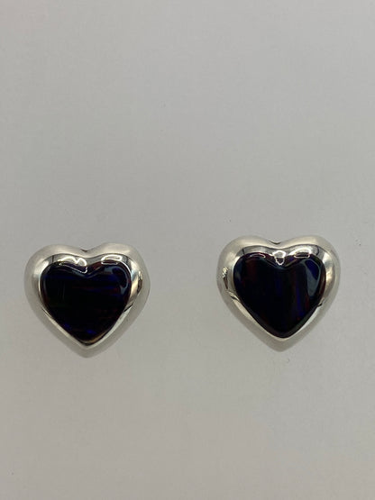 Aretes de plata con Quinto 925 y piedra morada — vista de respaldo