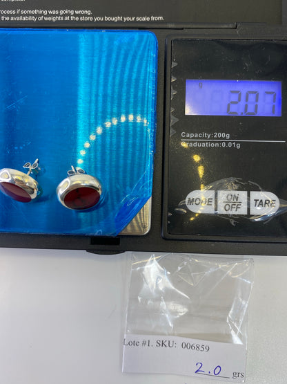 Aretes de Plata con Piedra Roja — Taxco 925 — foto 6