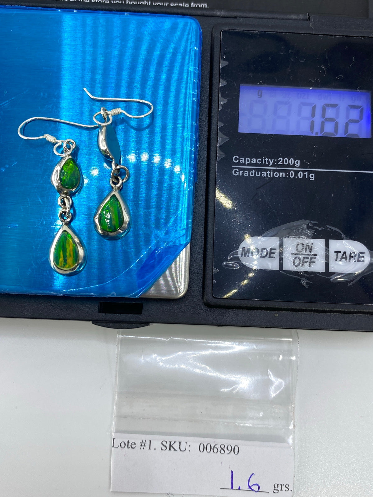 Aretes Plata Opalo de Fuego Verde — Taxco 925 — foto 6