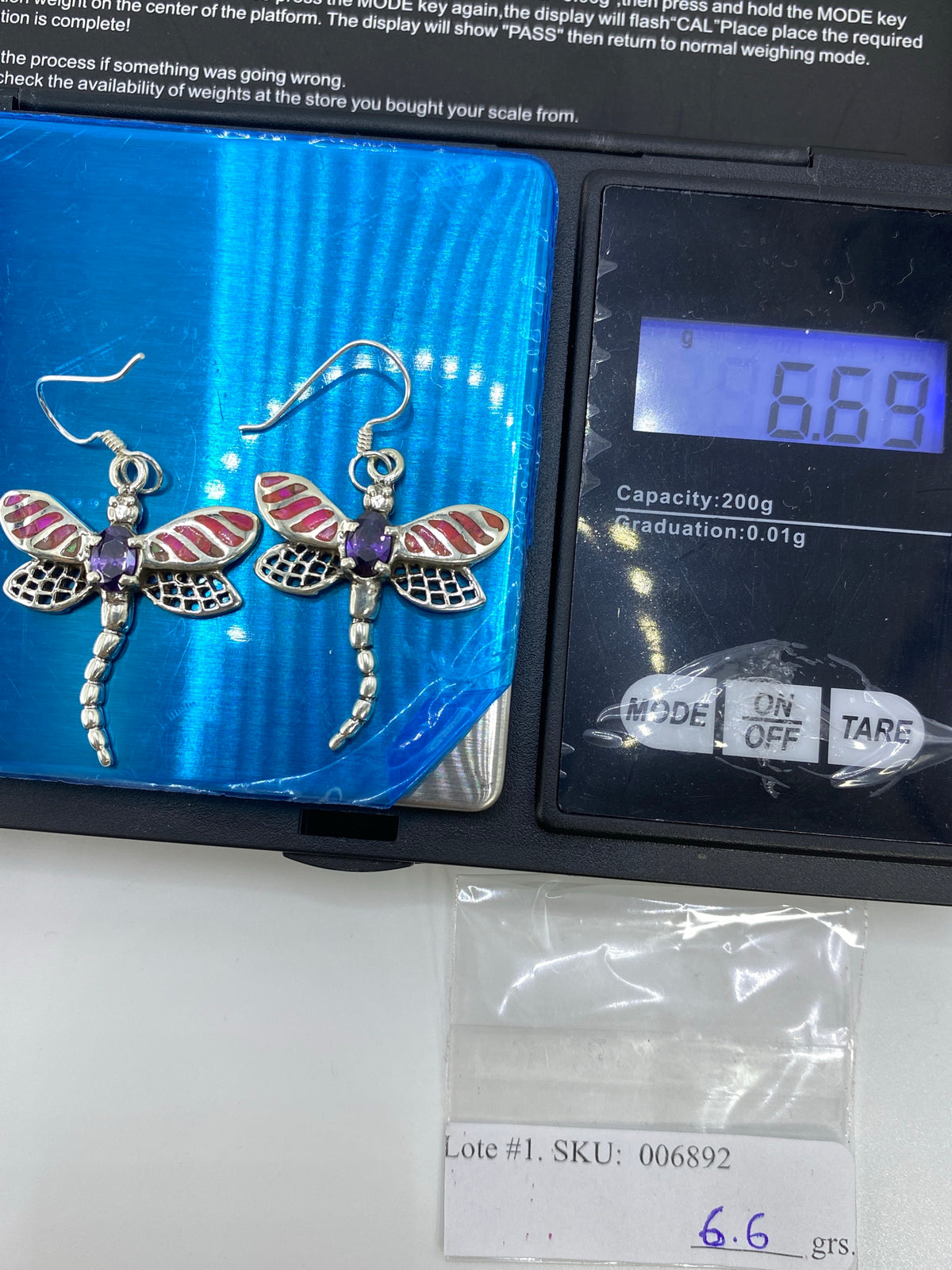Aretes Libelula Opalo de Fuego Rosa — Plata 950 Taxco — foto 6
