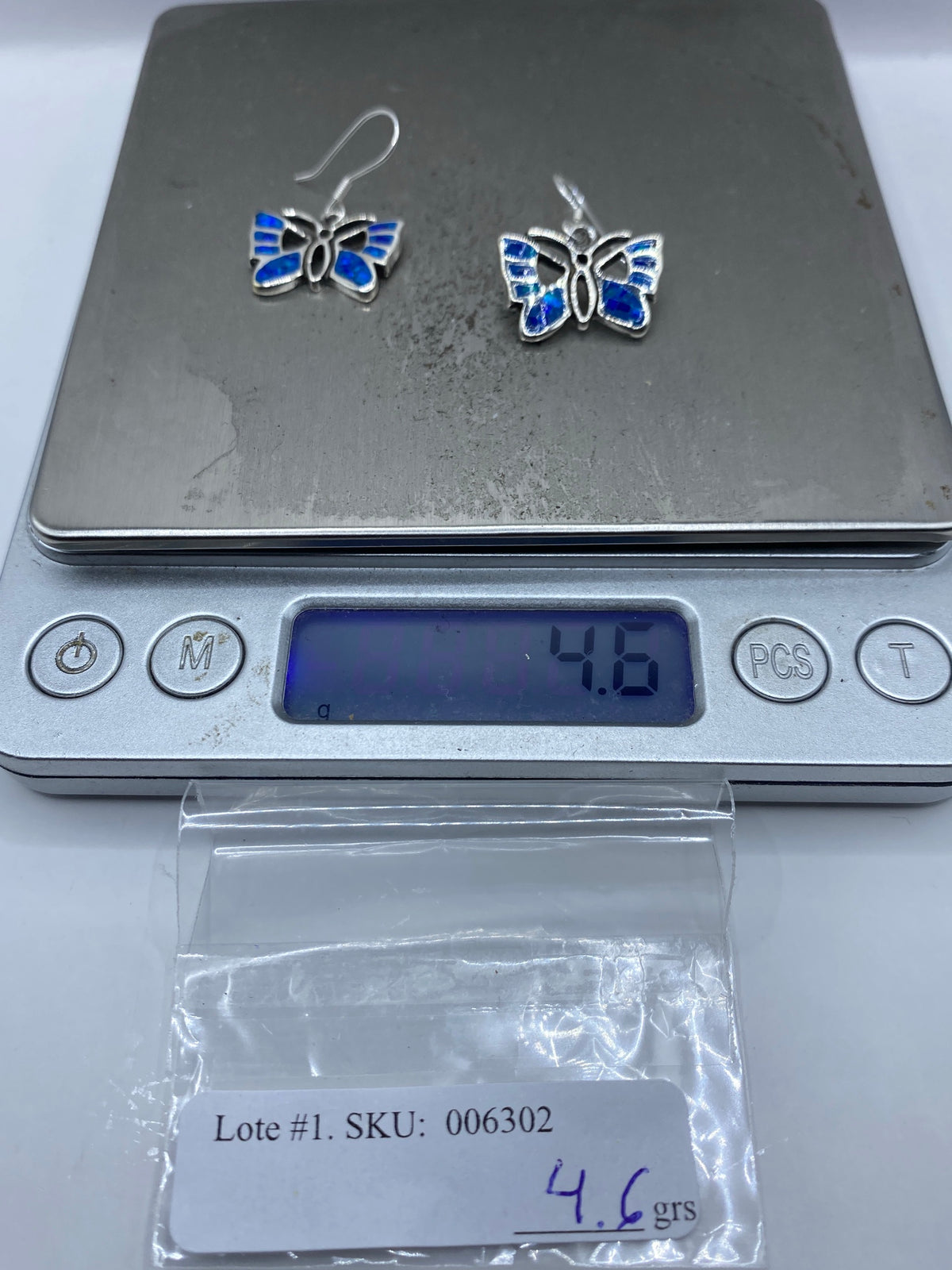 Aretes Plata 950 Opalo de Fuego Azul — Taxco — foto 6