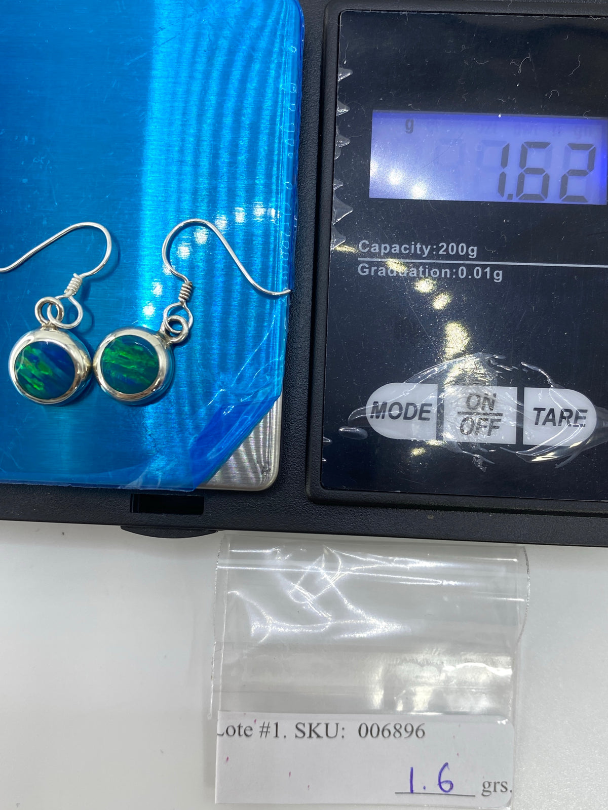 Aretes de Plata con Ópalo de Fuego Verde — Taxco 950 — foto 6