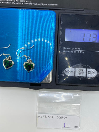 Aretes Corazón Plata Ópalo de Fuego Verde — Taxco 925 — foto 6