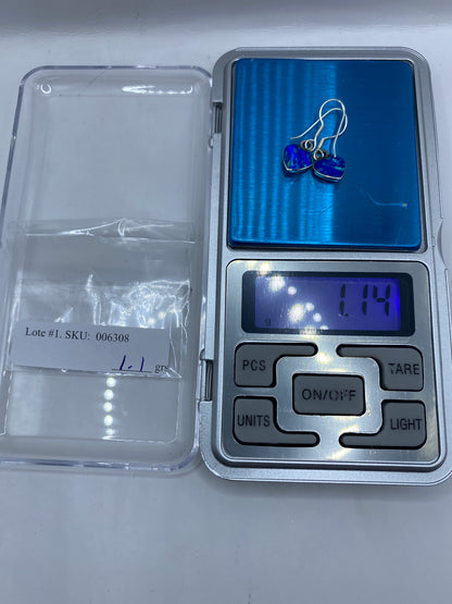 Aretes de Plata con Opalo de Fuego Azul — Taxco 925 — foto 6