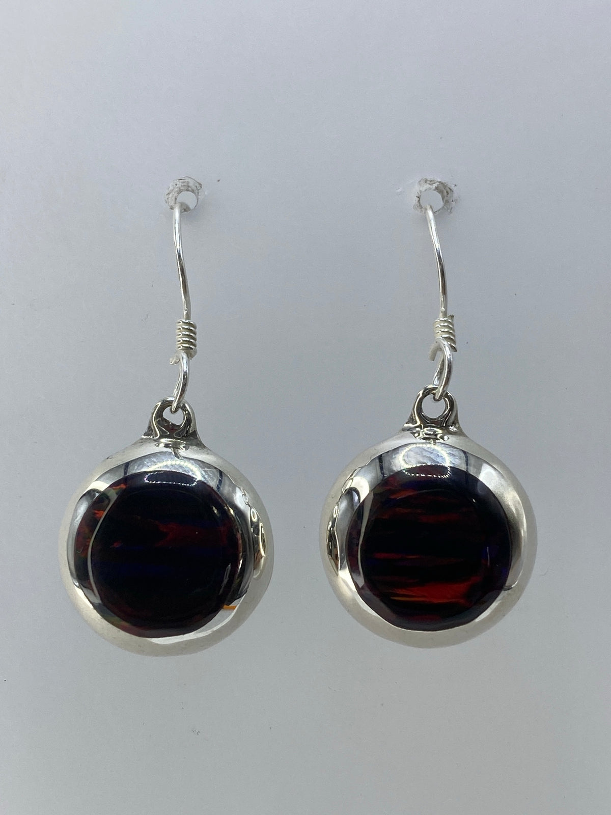 Par de aretes de plata 925 con ópalo de fuego multicolor de 3.2 cm de largo