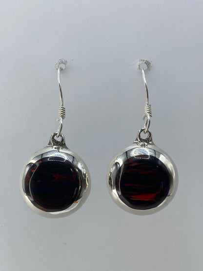 Par de aretes de plata 925 con ópalo de fuego multicolor de 3.2 cm de largo