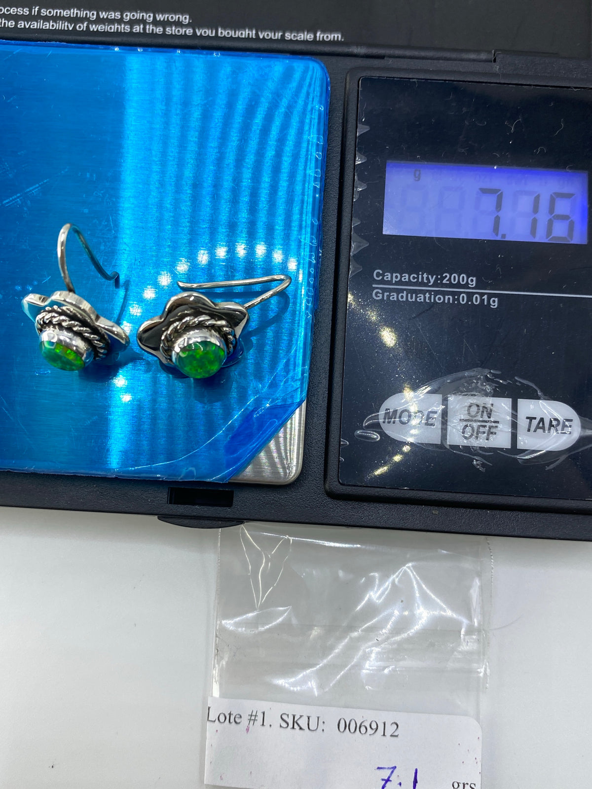 Aretes Flor Plata 950 con Ópalo de Fuego — Taxco — foto 6