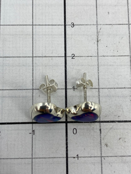Aretes pequeños de 1.4 cm con ópalo de fuego, cierre de poste