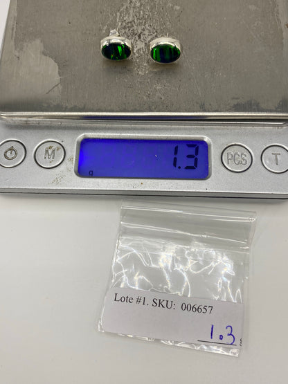 Aretes de Plata Ópalo de Fuego Verde — Taxco 925 — foto 6