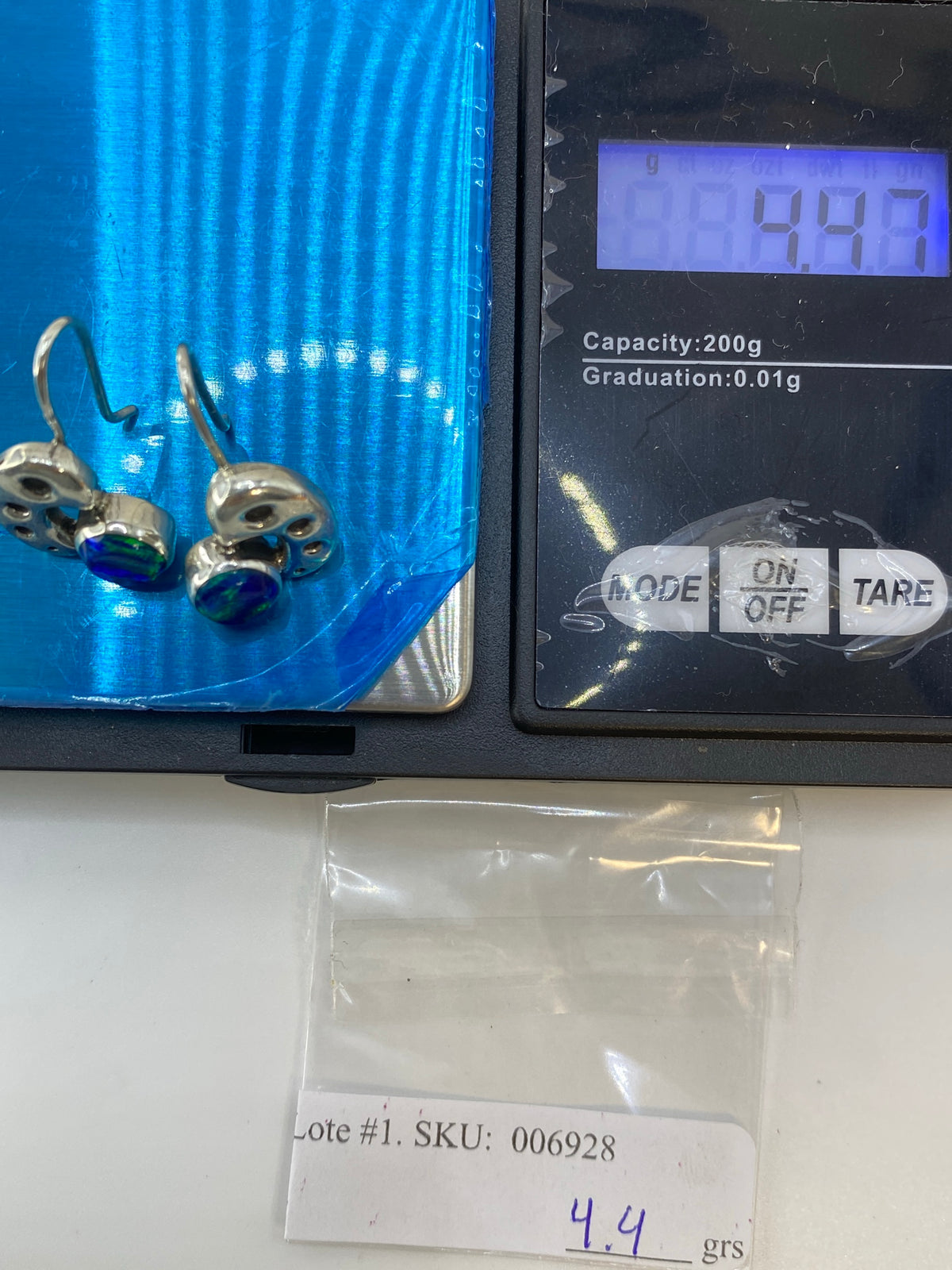 Aretes de Plata con Ópalo de Fuego Verde — Taxco 950 — foto 6