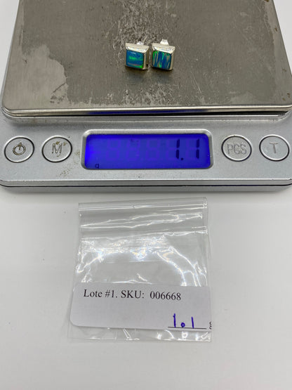 Aretes de Plata Ópalo de Fuego Azul — Taxco 925 — foto 6