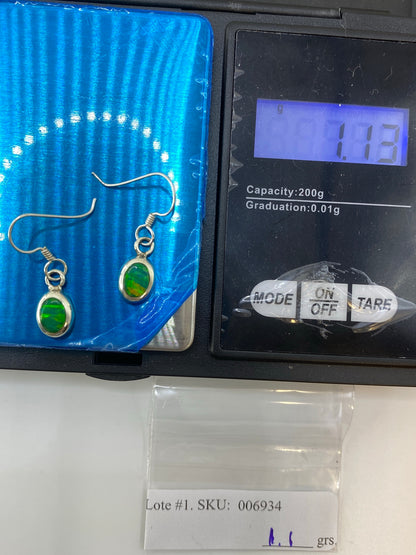 Aretes de Plata Ópalo de Fuego Verde Limón — Taxco 925 — foto 6