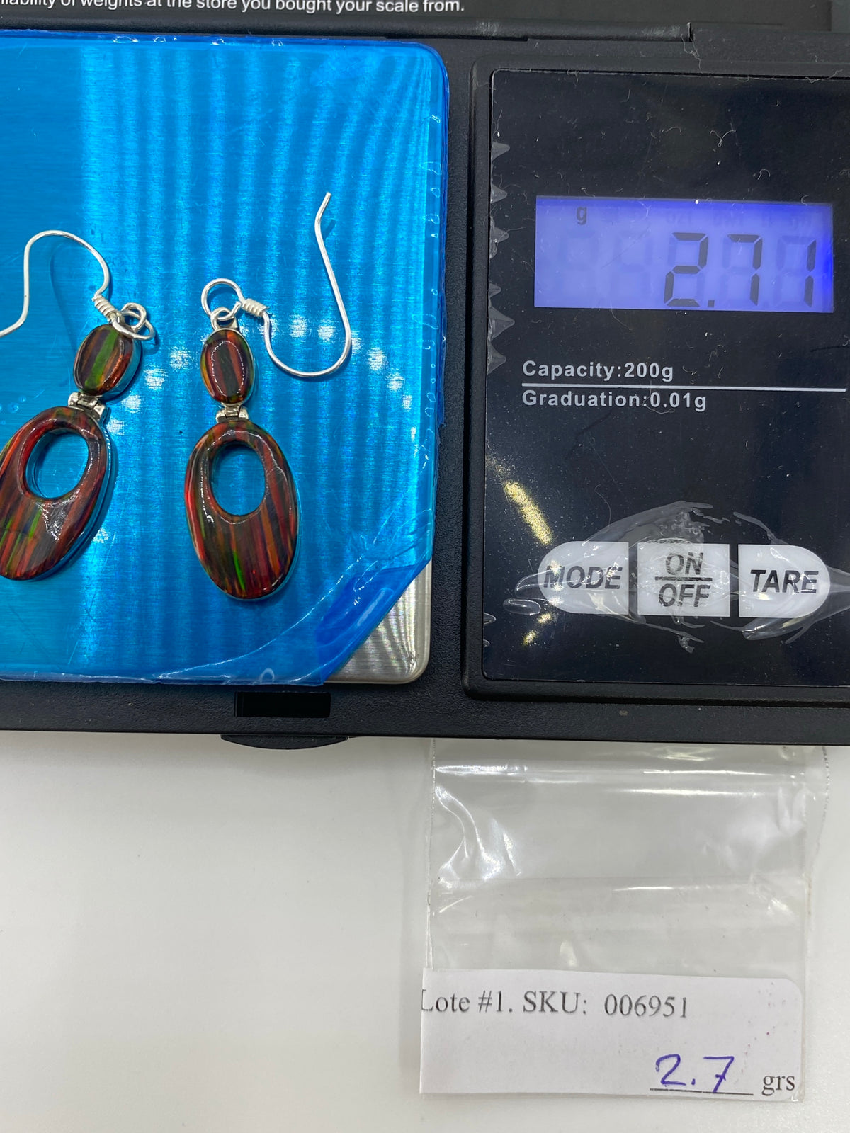 Aretes Plata 950 Opalo de Fuego Multicolor — Taxco — foto 6