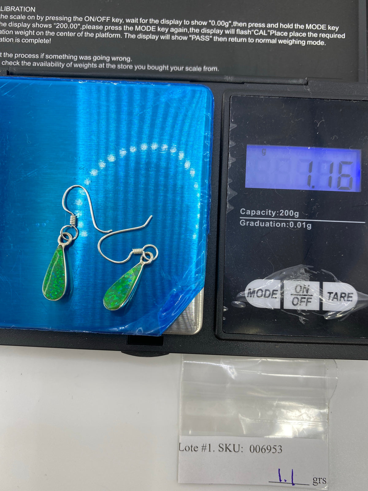 Aretes de Plata Ópalo de Fuego Verde — Taxco — foto 6