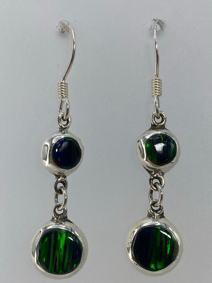 Aretes de 4 cm con gancho de plata y piedra multicolor