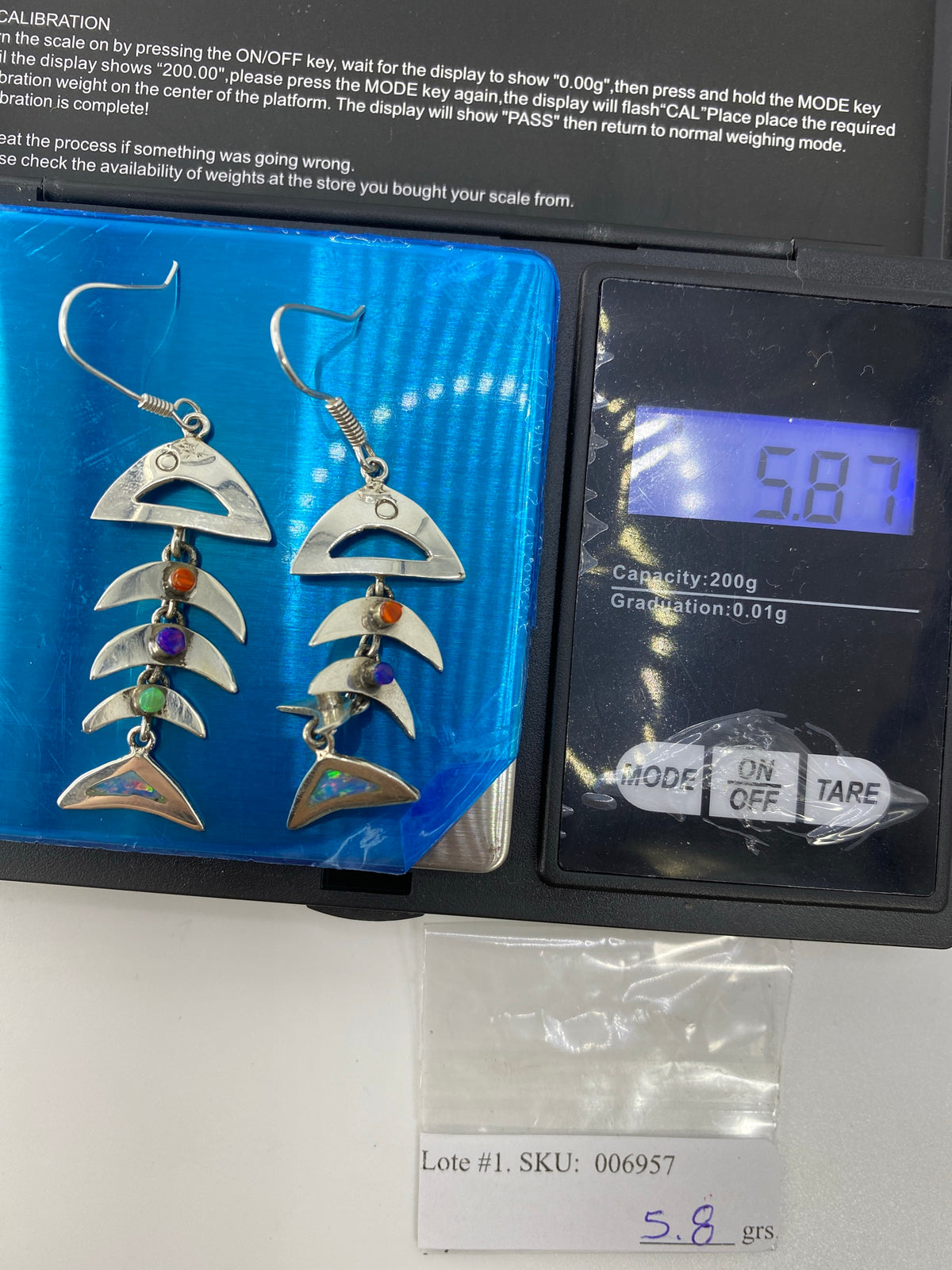 Aretes Cascada Plata 950 con Ópalo de Fuego — Taxco — foto 6
