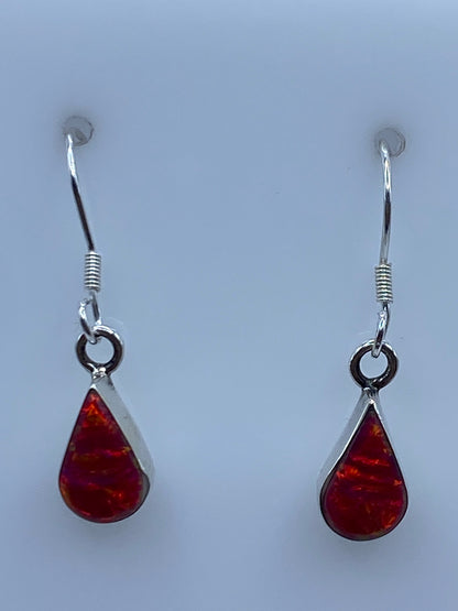 Par de aretes de plata 925 con Ópalo de Fuego rosa engastado a mano