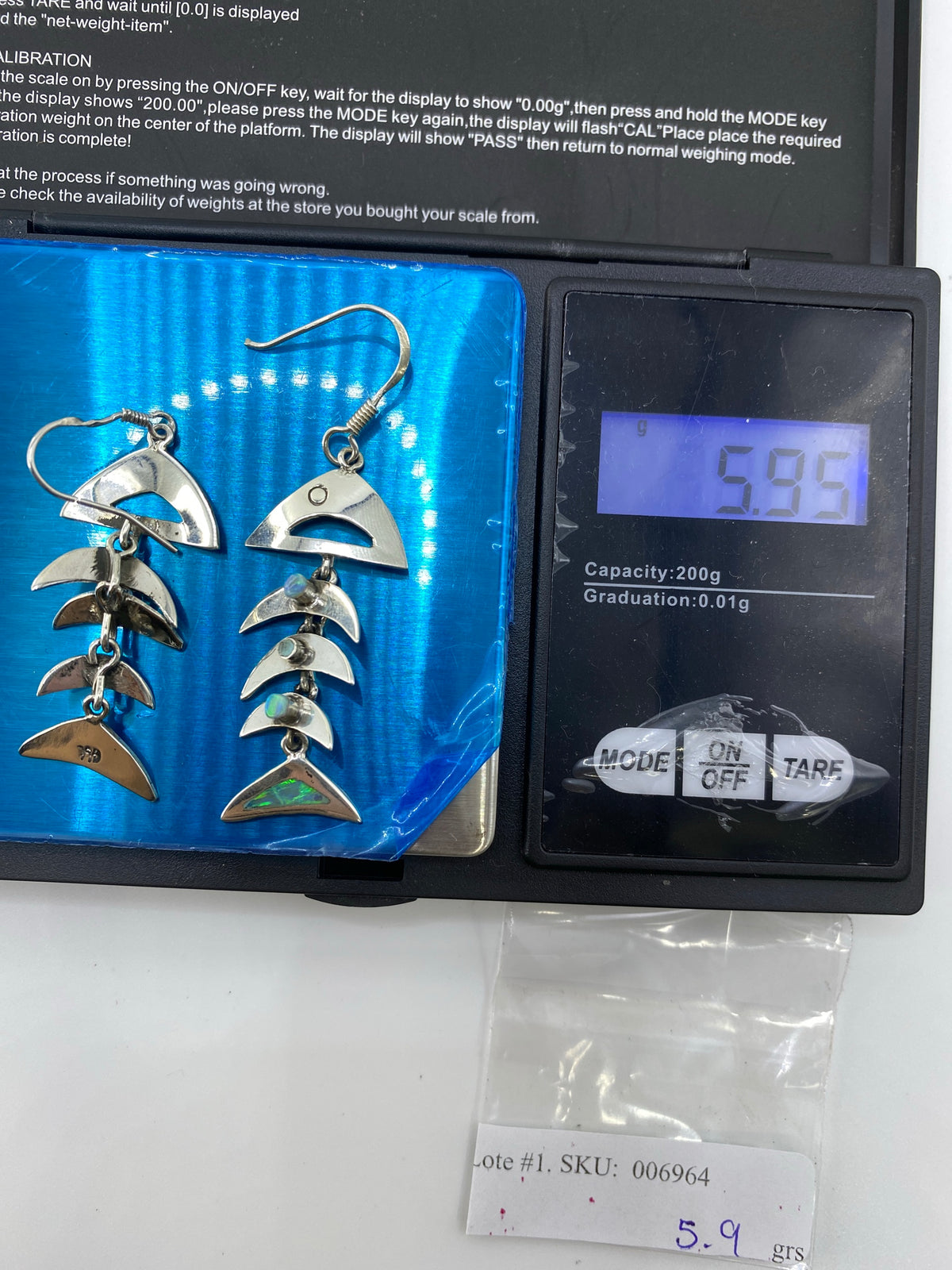 Aretes Largos Ópalo de Fuego — Plata 950 Taxco — foto 6