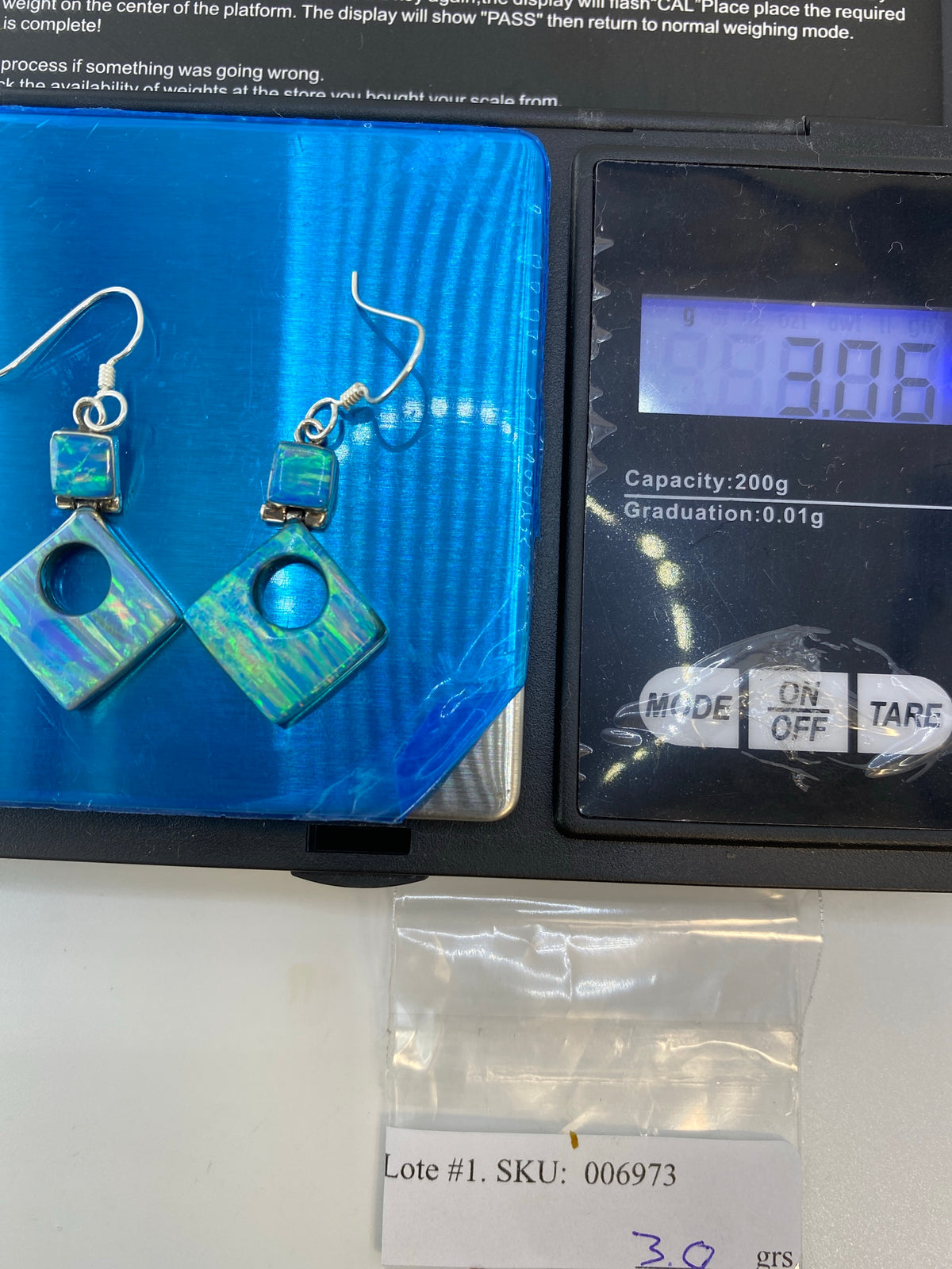 Aretes de Plata 950 Opalo de Fuego Multicolor — Taxco — foto 6