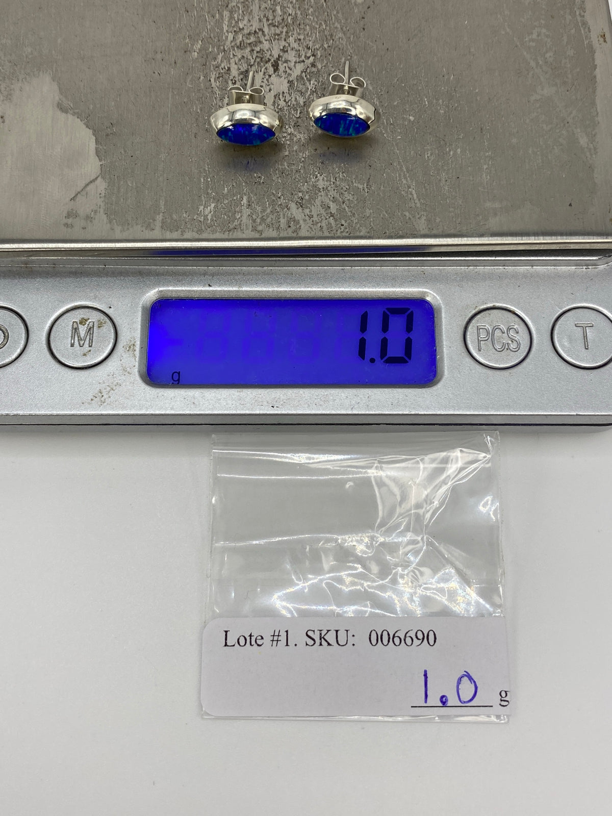 Aretes de Plata con Opalo de Fuego Azul — Taxco — foto 6