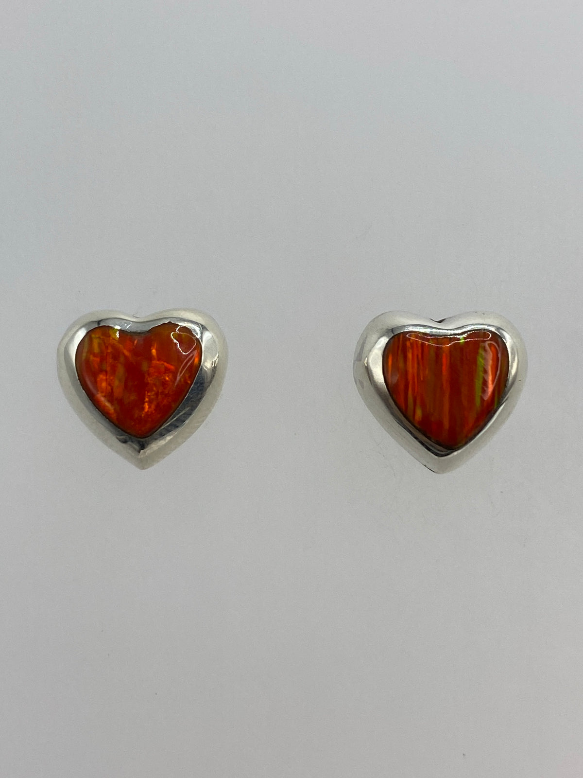 Aretes de plata con ópalo de fuego naranja engastado — Taxco 925
