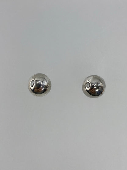 Aretes de plata 925 cartoneado minimalista, esferas lisas de 1.2 cm en par