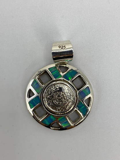 Dije Plata Calendario Azteca con Ópalo de Fuego — foto 5