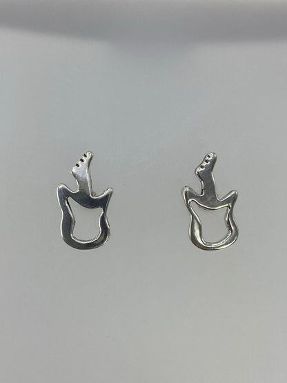 Aretes de plata 925 cartoneado en forma geométrica suspendida