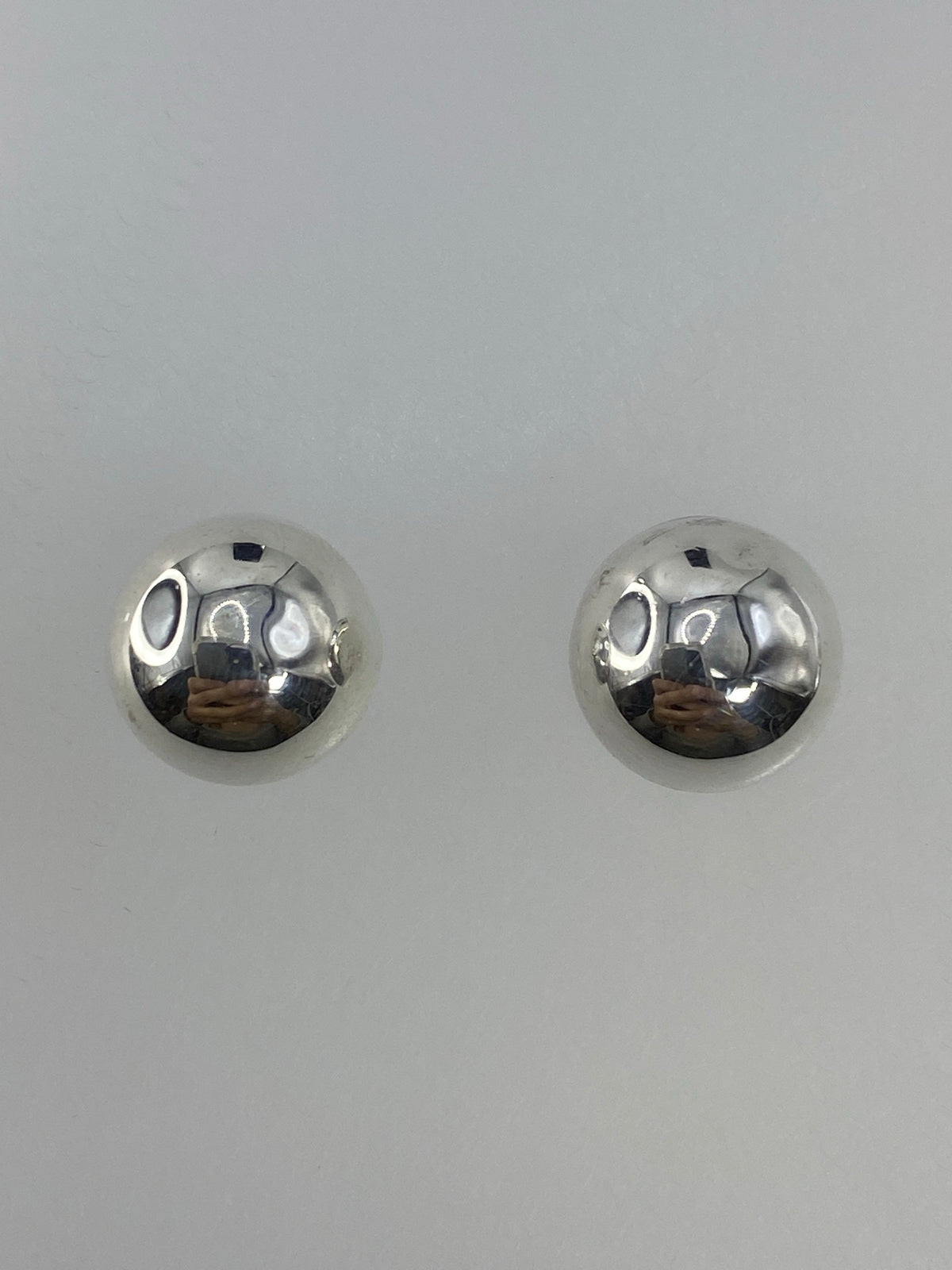 Aretes de plata cartoneados de Taxco, par de esferas pulidas 1.5 cm