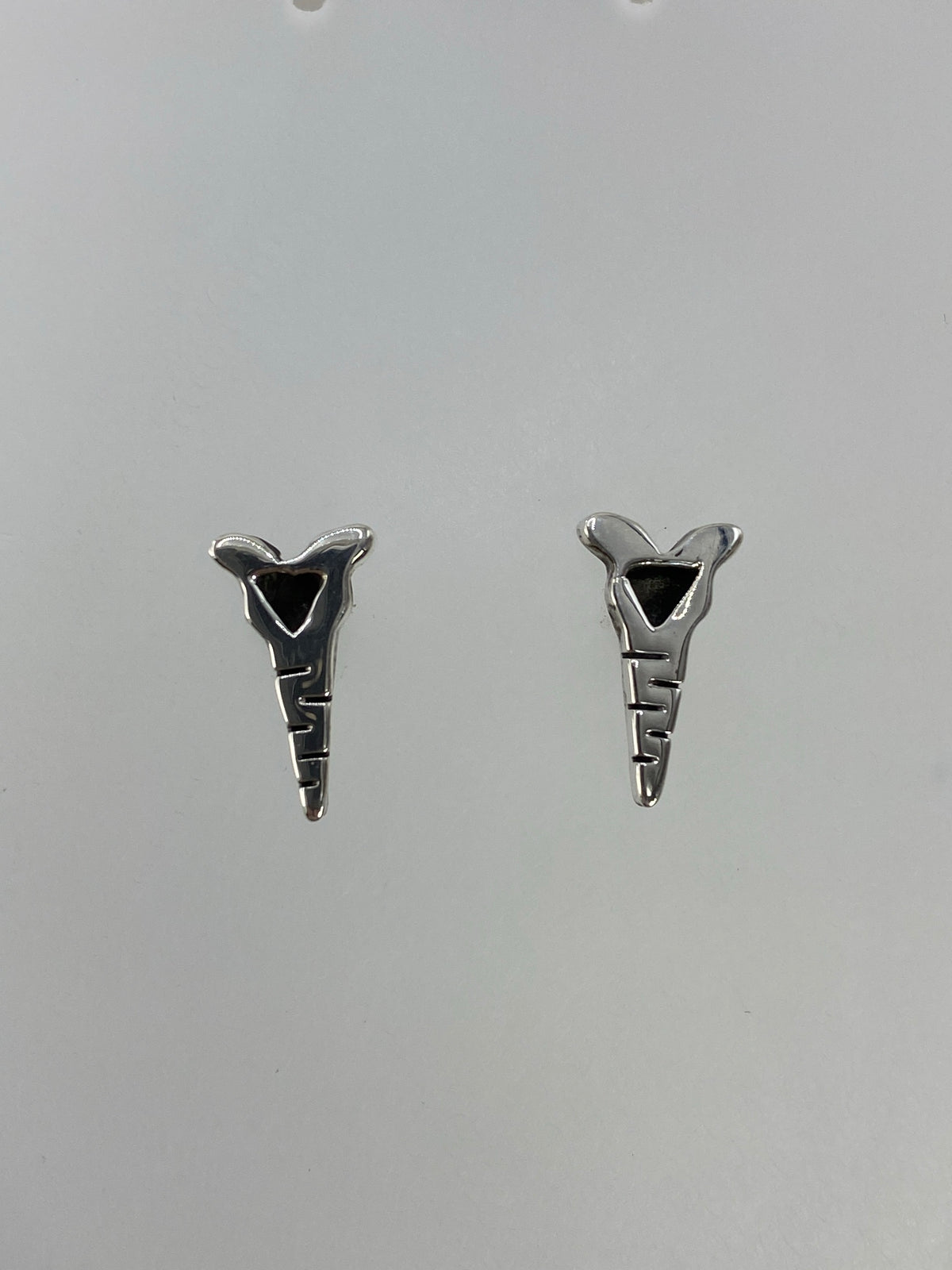 Vista frontal de los aretes de plata 925 con Quinto sellado