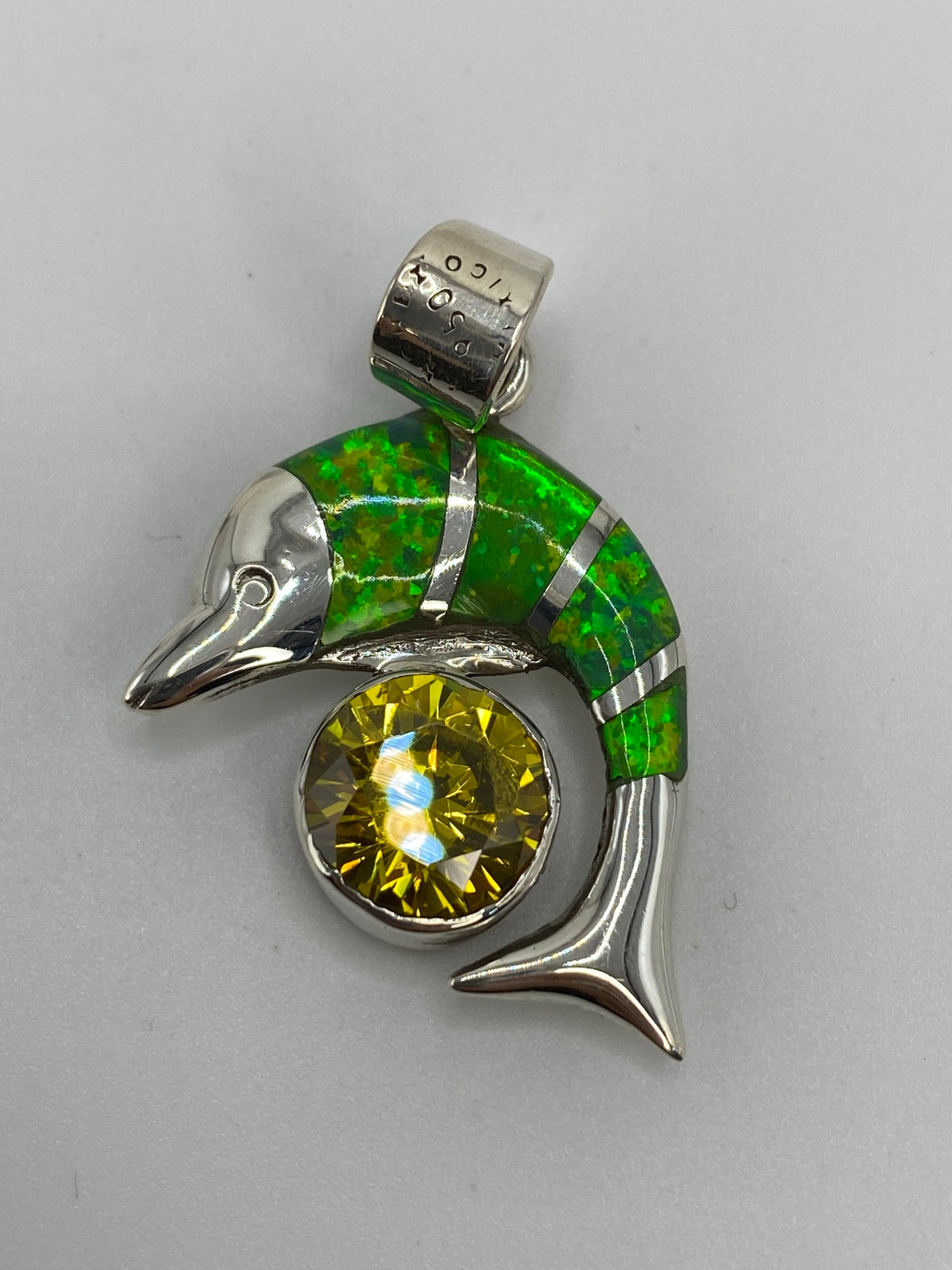 Dije Pájaro Plata 950 con Ópalo de Fuego Verde — foto 5