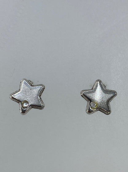 Aretes de plata 925 con Quinto certificado, par de estrellas minimalistas