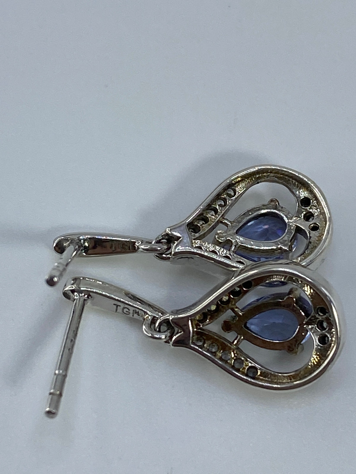 Aretes de Plata Gota con Circonia Azul — Taxco 925 — foto 5