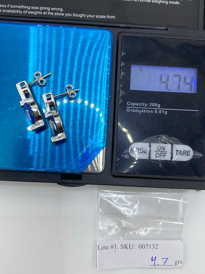 Aretes Plata Circonia Azul 2 cm — Taxco 925 — foto 6