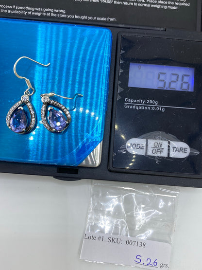 Aretes Gota Plata Circonia Azul — Taxco 925 — foto 6