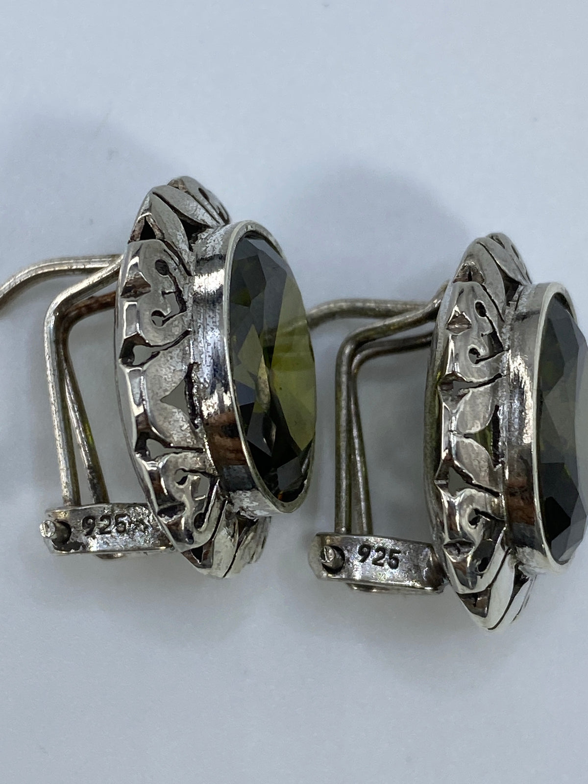 Aretes de Plata Vintage con Circonia Verde Olivo — foto 5