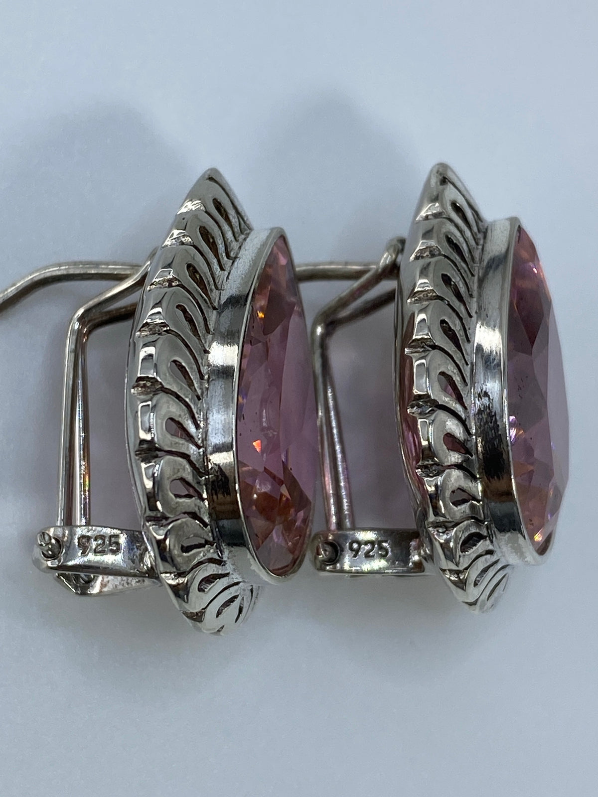 Aretes Plata 925 Circonia Rosa — Taxco Teardrop — foto 5