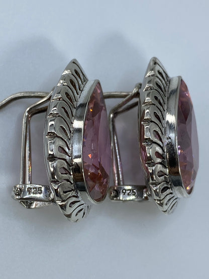 Aretes Plata 925 Circonia Rosa — Taxco Teardrop — foto 5