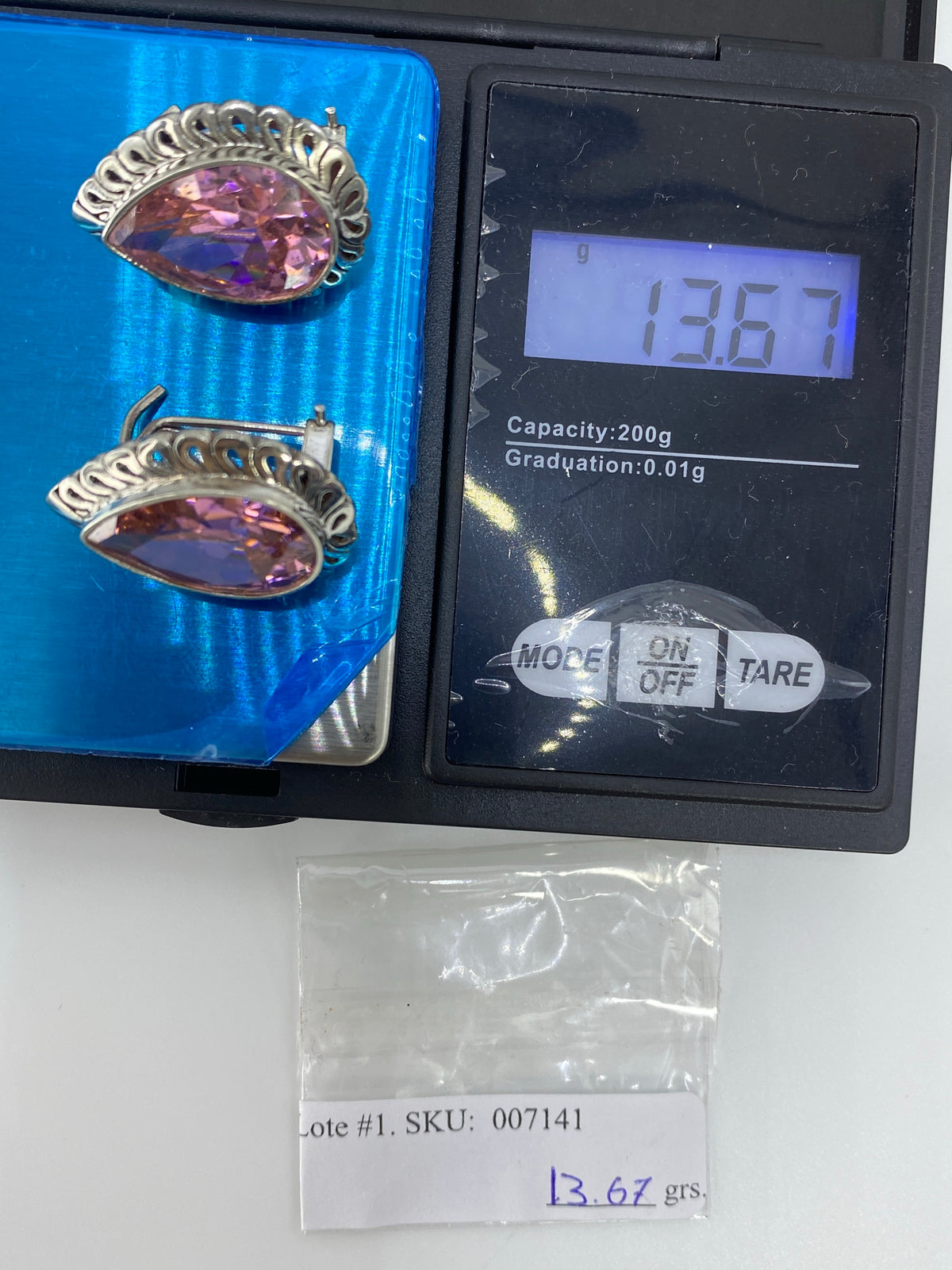Aretes Plata 925 Circonia Rosa — Taxco Teardrop — foto 6