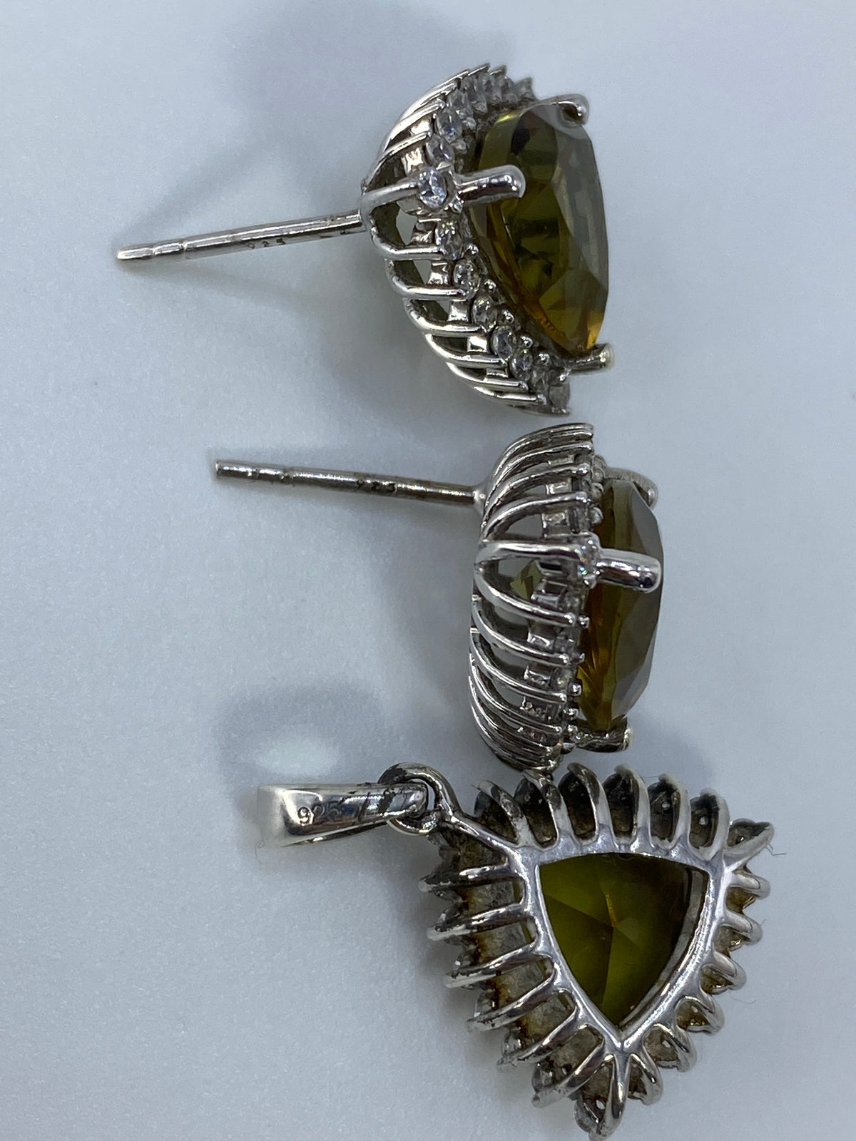 Aretes Plata 925 Circonia Verde Olivo — Taxco — foto 5