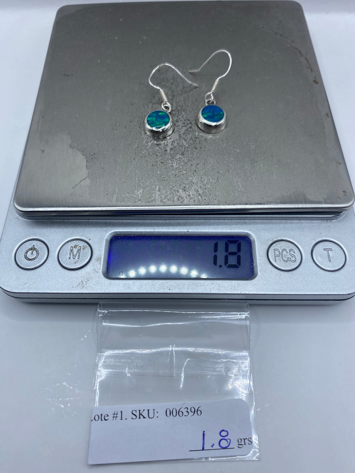 Aretes de Plata con Ópalo de Fuego Azul — Taxco 950 — foto 6