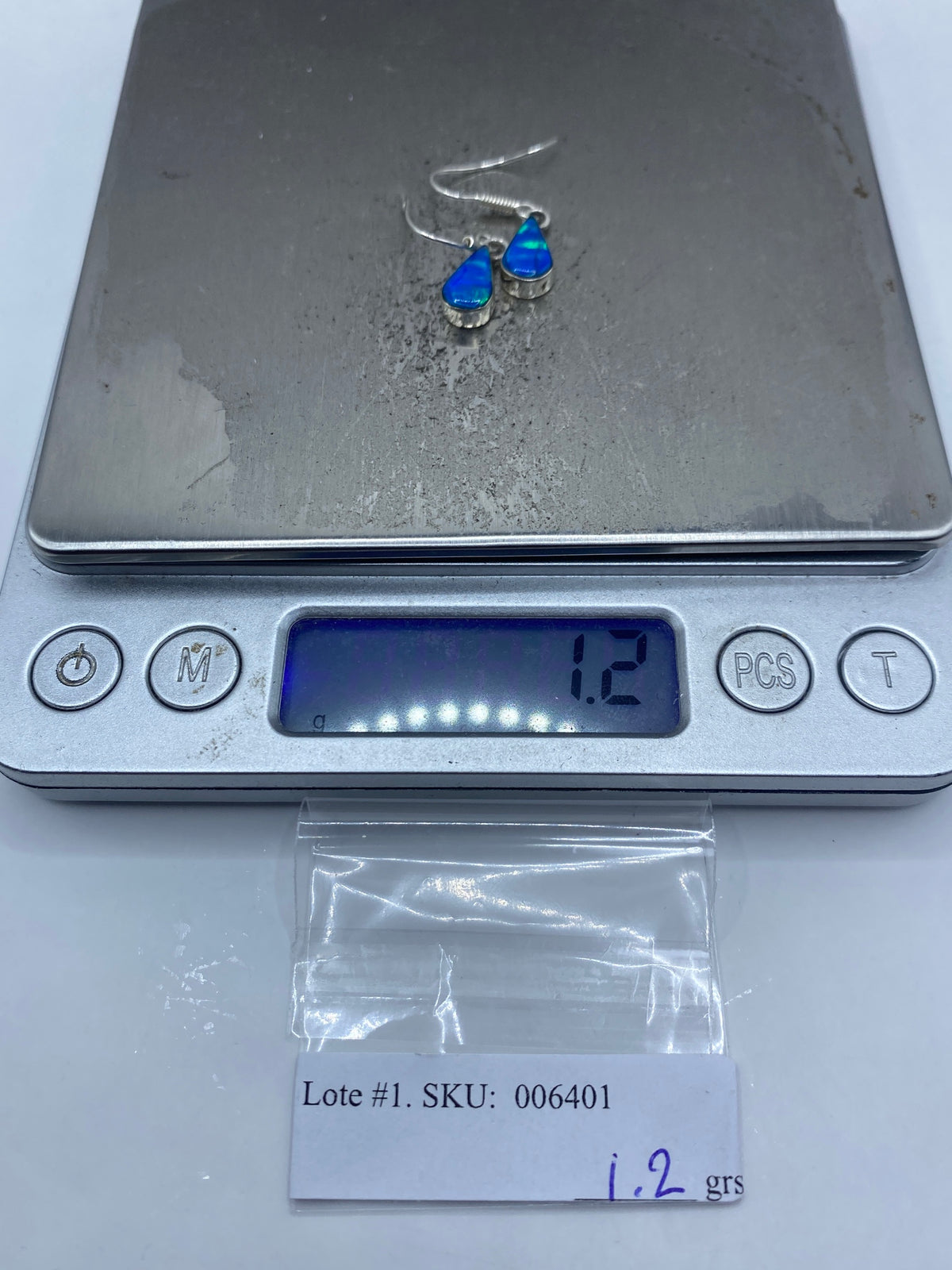 Aretes de Plata con Ópalo de Fuego Azul — Taxco 950 — foto 6
