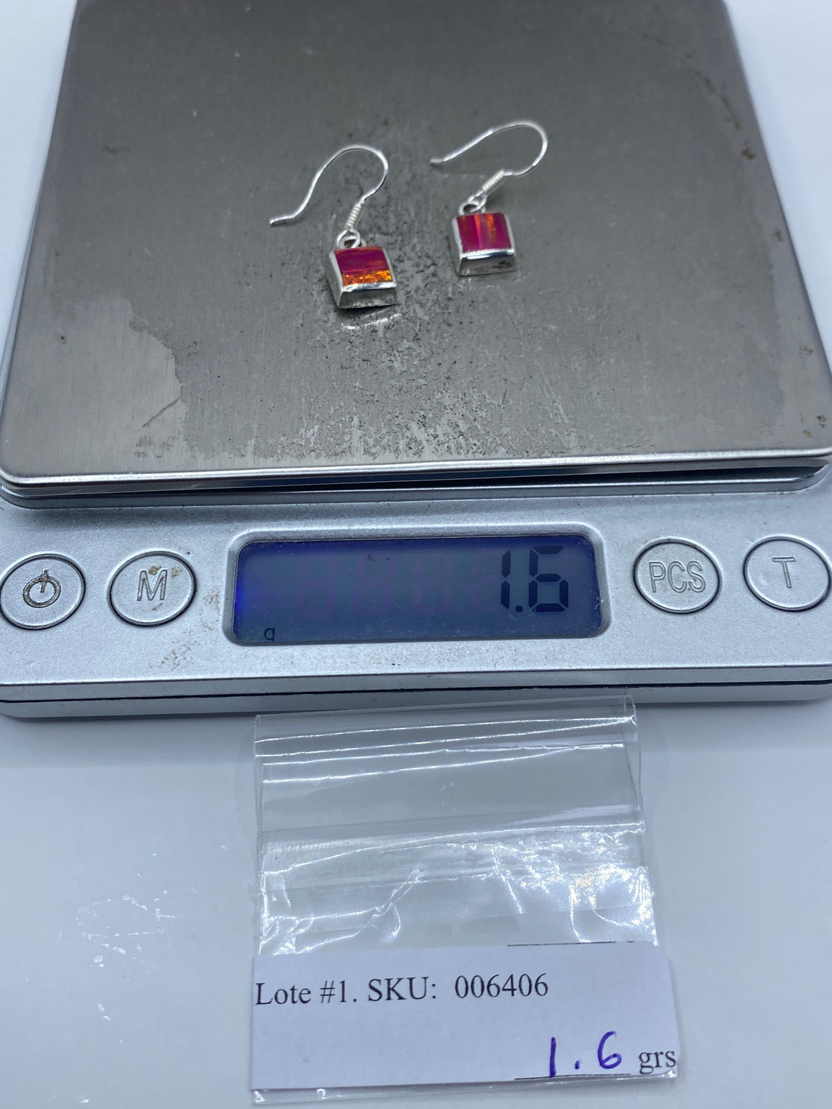 Aretes Plata con Ópalo de Fuego Rosa — Taxco 925 — foto 6