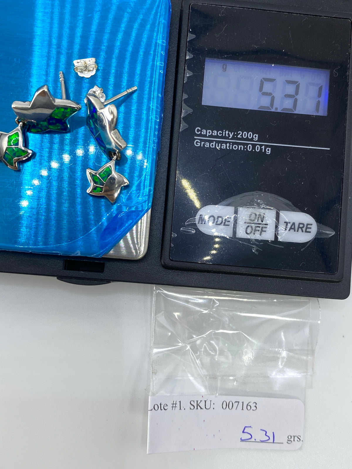 Aretes de Plata con Ópalo de Fuego Verde — Taxco 925 — foto 6