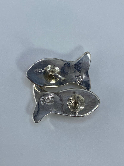 Aretes de Plata con Ópalo de Fuego — Diseño Pez Taxco 925 — foto 5