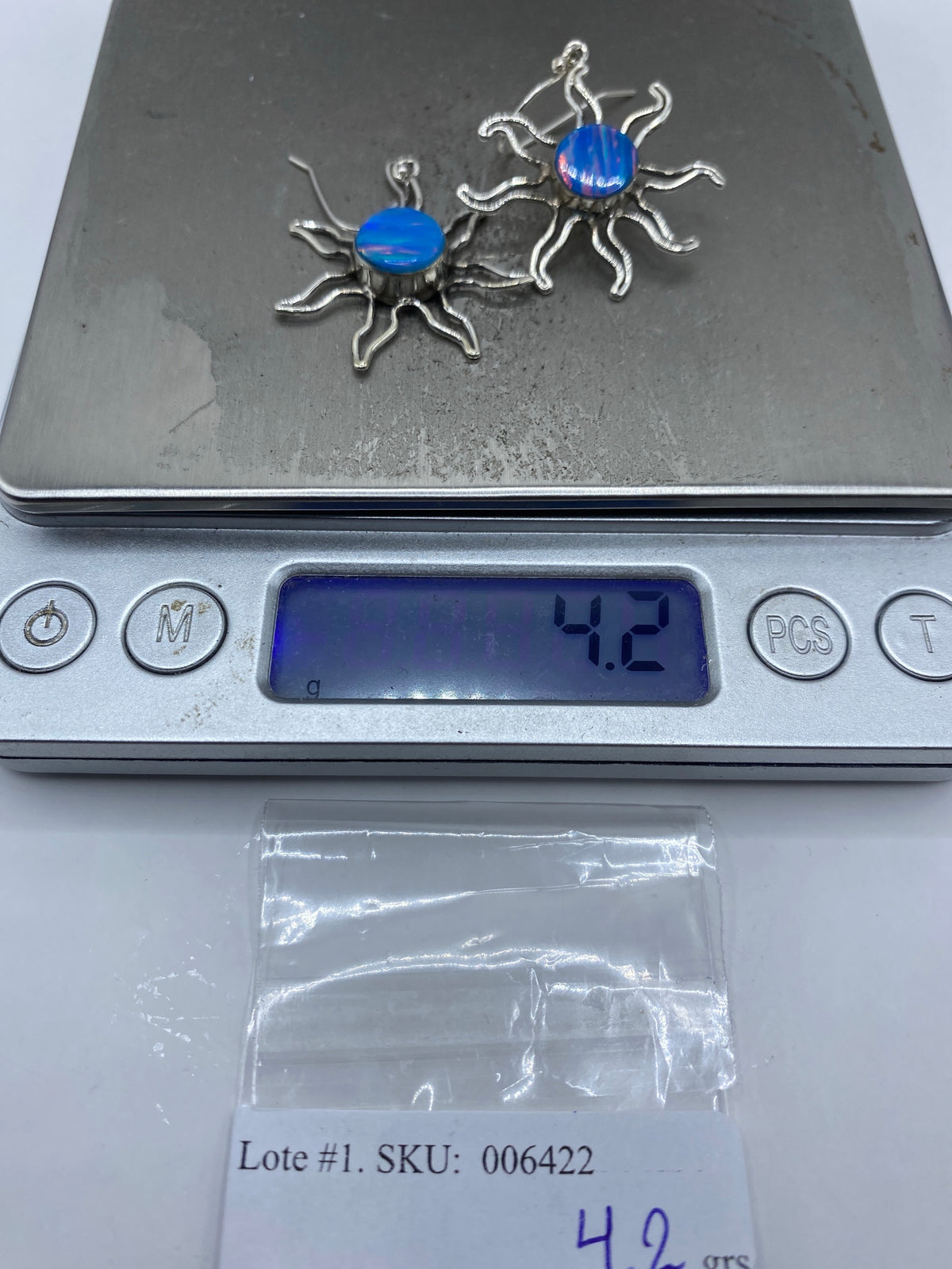 Aretes Plata Ópalo de Fuego Azul — Taxco 950 — foto 6
