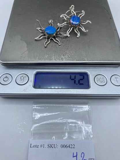 Aretes Plata Ópalo de Fuego Azul — Taxco 950 — foto 6