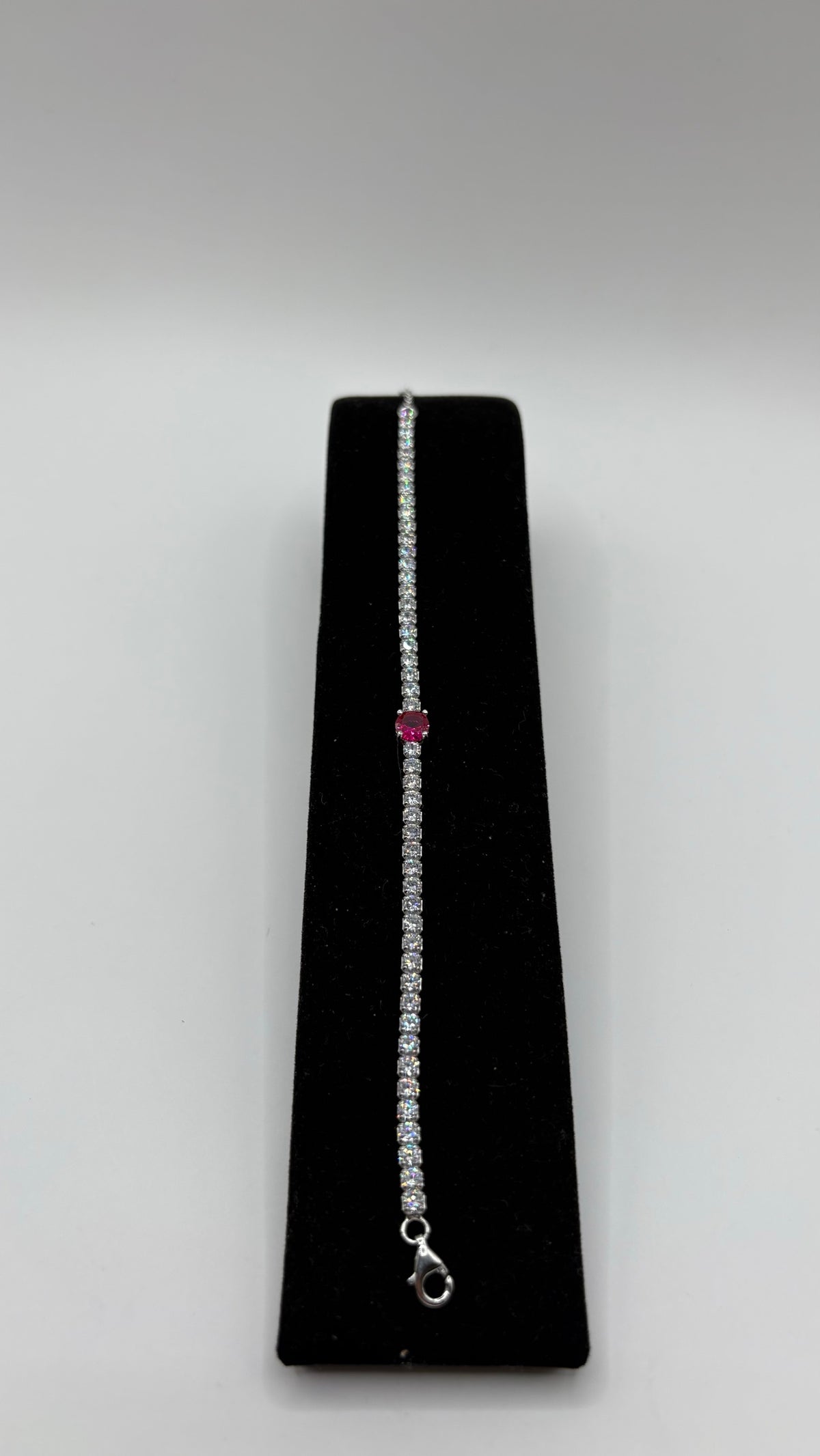 Pulsera de plata .925 con circonia blanca engastada a mano, 22 cm de largo, hecha en Taxco
