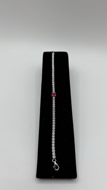 Pulsera de plata .925 con circonia blanca engastada a mano, 22 cm de largo, hecha en Taxco