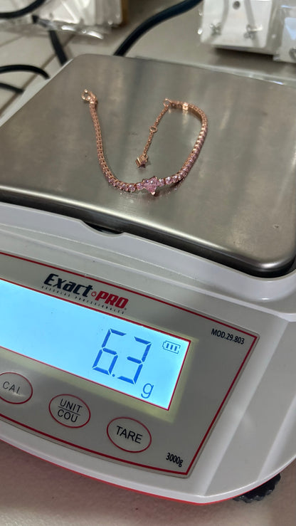 Pulsera de plata con circonia rosa engastada a mano — foto 6